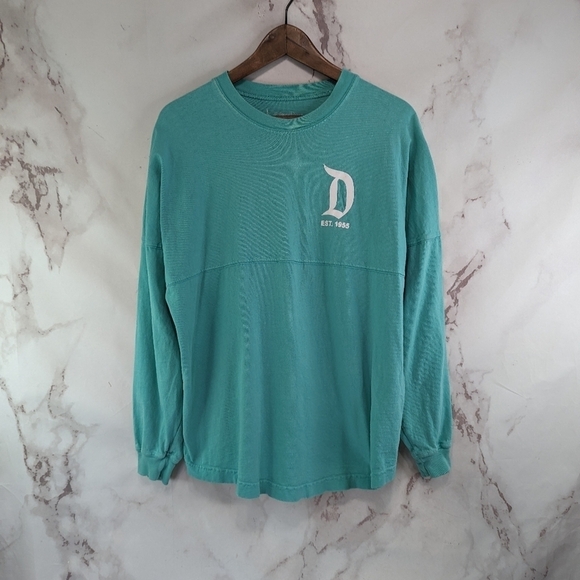 Disneyland Resort Shirt Mens Small Blue Spirit Jersey Spellout Long Football - Picture 5 of 12